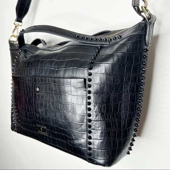 Cole Haan Rodarte Black Croc-Embossed Satchel purse - Picture 2 of 15
